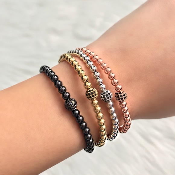 ♡ Dainty Macrame Rhinestone Adjustable Bracelet - Picture 2 of 6